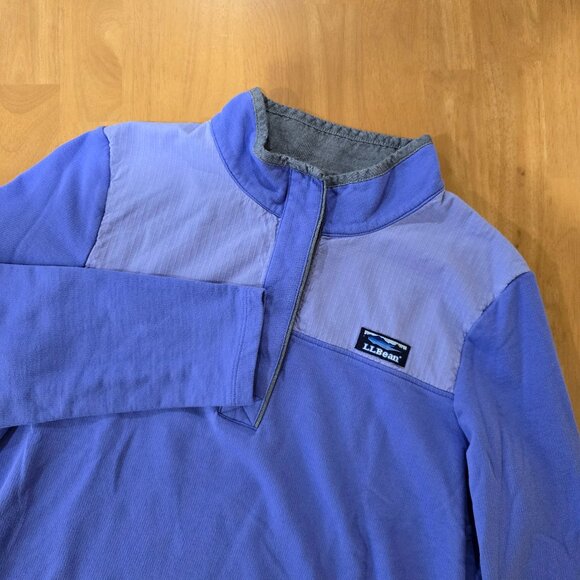 L.L. Bean Tops - L.L. Bean Women’s Hidden 1/4 Button Long Sleeve Pullover Shirt Periwinkle Medium